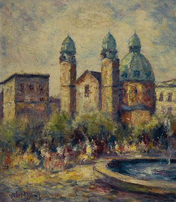 Image 26962019 - Hans Nowak, 1922 Halle/Saale-1996 Edemissen, München-Am Odeonsplatz, Öl/Lwd, ...