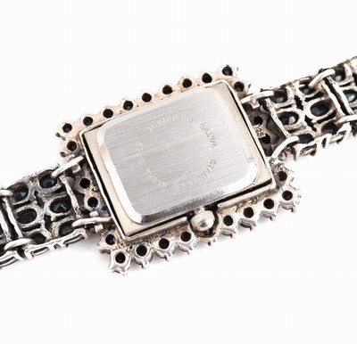 26962030b - Saphir-Damenschmuckuhr, 925er Silber, Quartz-Werk, Funktion ungepr., schlichtes ...