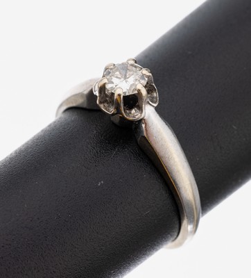 Image 26962036 - 14 kt Gold Brillant-Ring, WG 585/000, Brillant ca. 0.25 ct Weiß/p, Stein min. ...