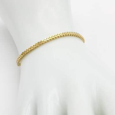 26962318a - Armband, GG 585/000, in anged. Fuchsschwanz-optik, Karabinerschl., L. ca. 20.5 cm