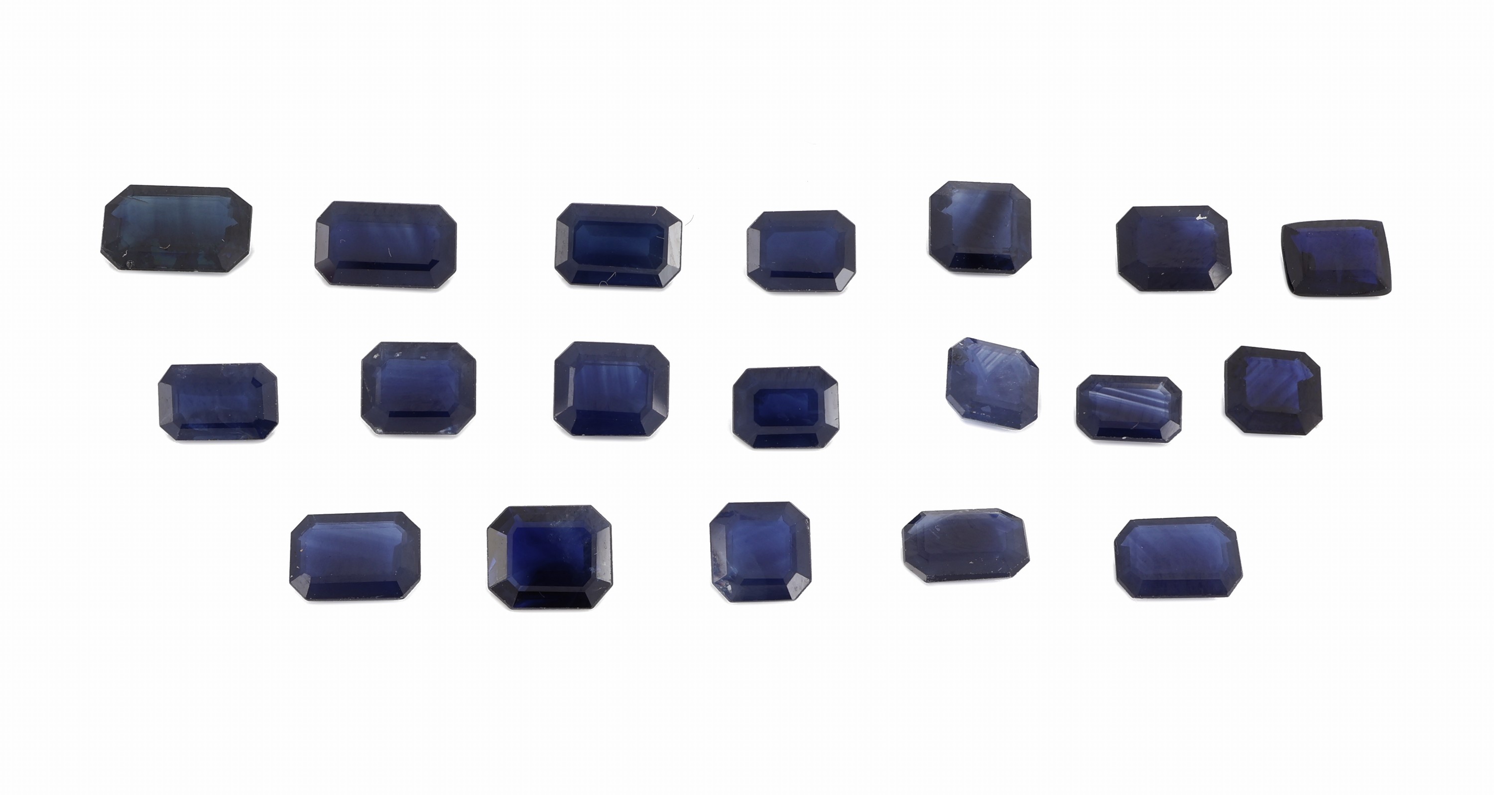 Lot lose facett. Saphire, zus. 11.10 ct, Baguetteschliff
