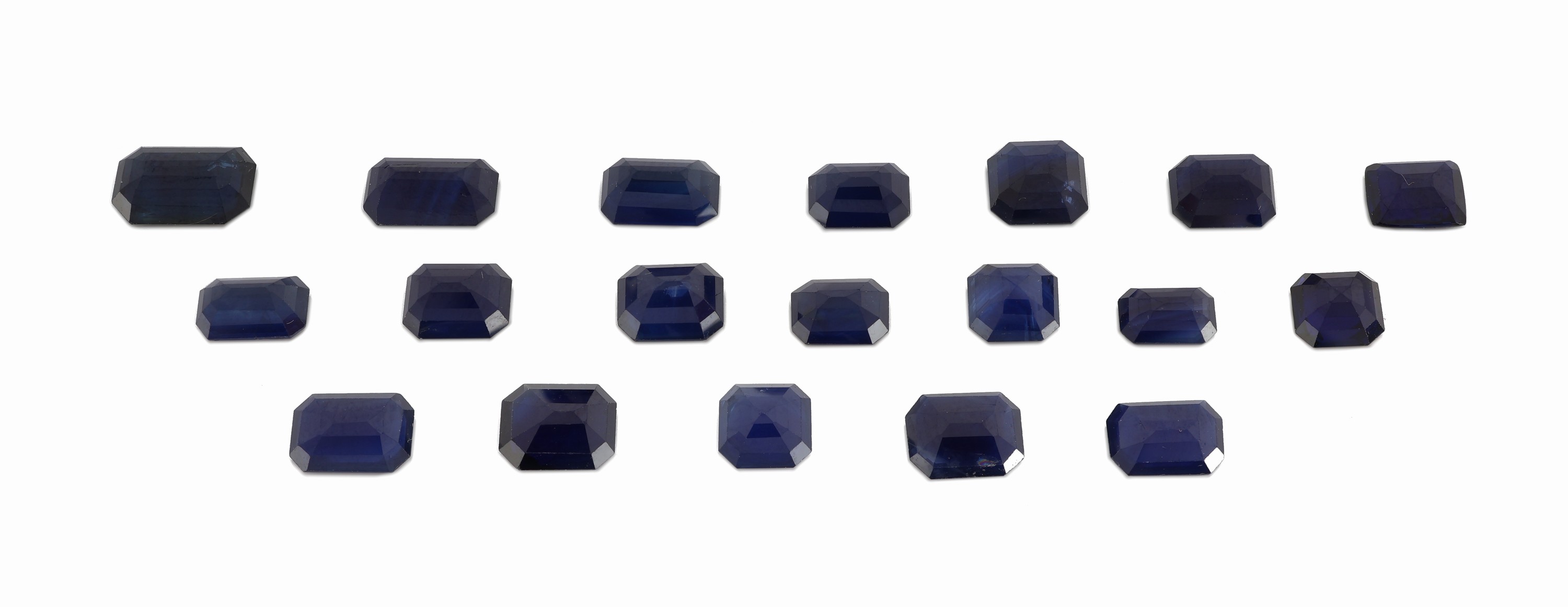 Detail a: Lot lose facett. Saphire, zus. 11.10 ct, Baguetteschliff
