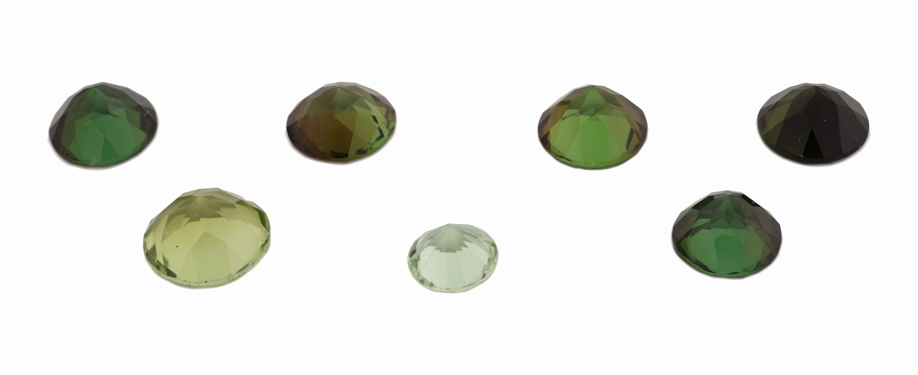 Detail a: Lot 7 lose facett. Verdelithe, zus. 8.37 ct, rund, in versch. Farbnuancen