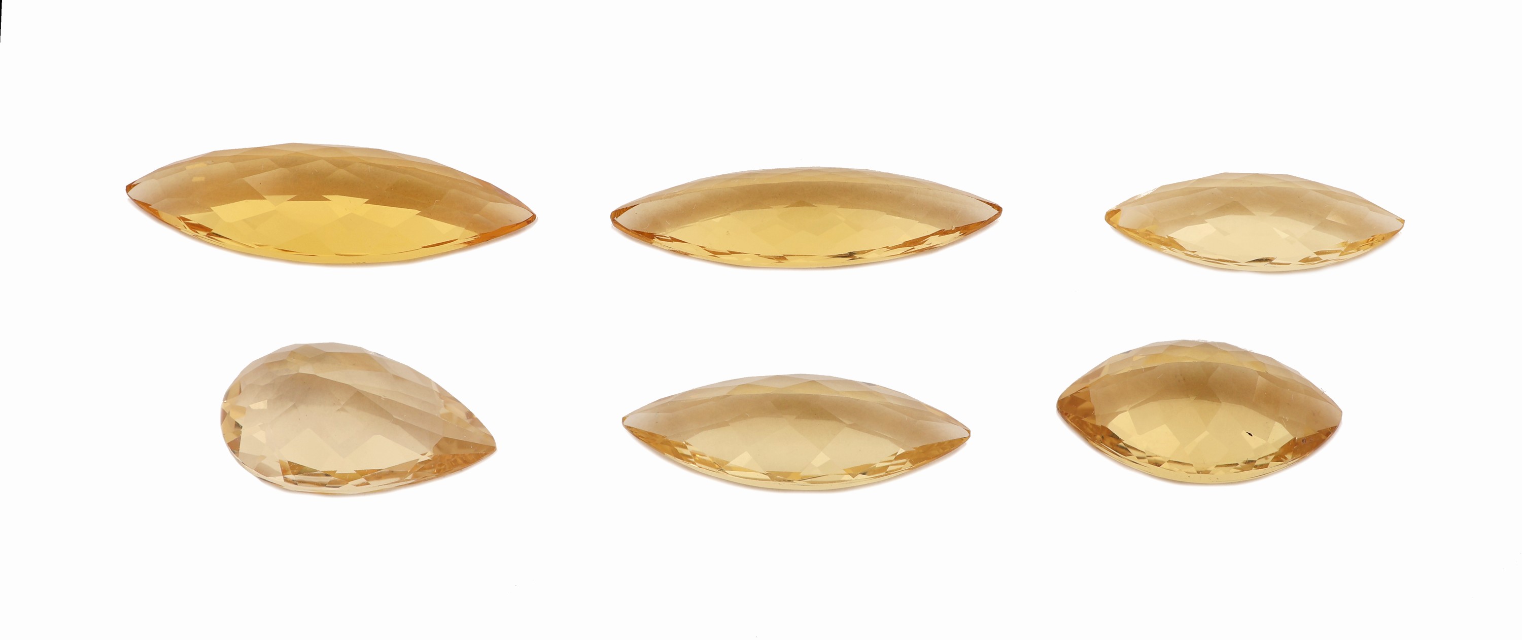 Detail a: Lot 6 lose facett. Goldberylle, zus. 21.16 ct,5 x Navette, 1 x Tropfen