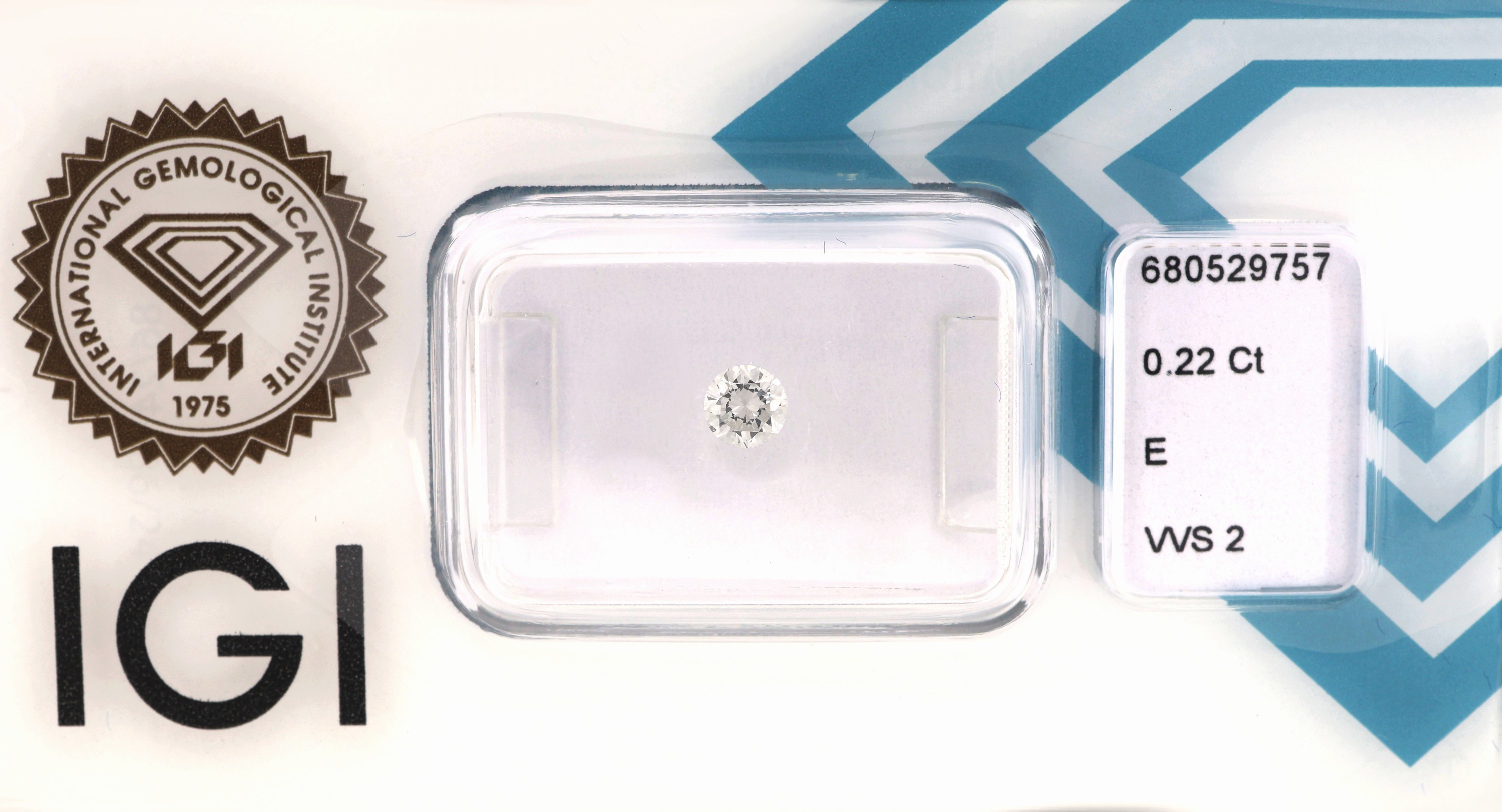 Loser Brillant 0.22 ct hochfeines Weiß (E)/vvs2, mit IGI Expertise, verschweißt