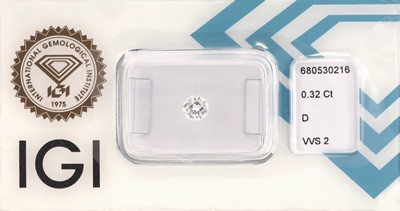 Image Loser Brillant 0.32 ct hochfeines Weiß+(D)/ vvs2, mit IGI Expertise, ...
