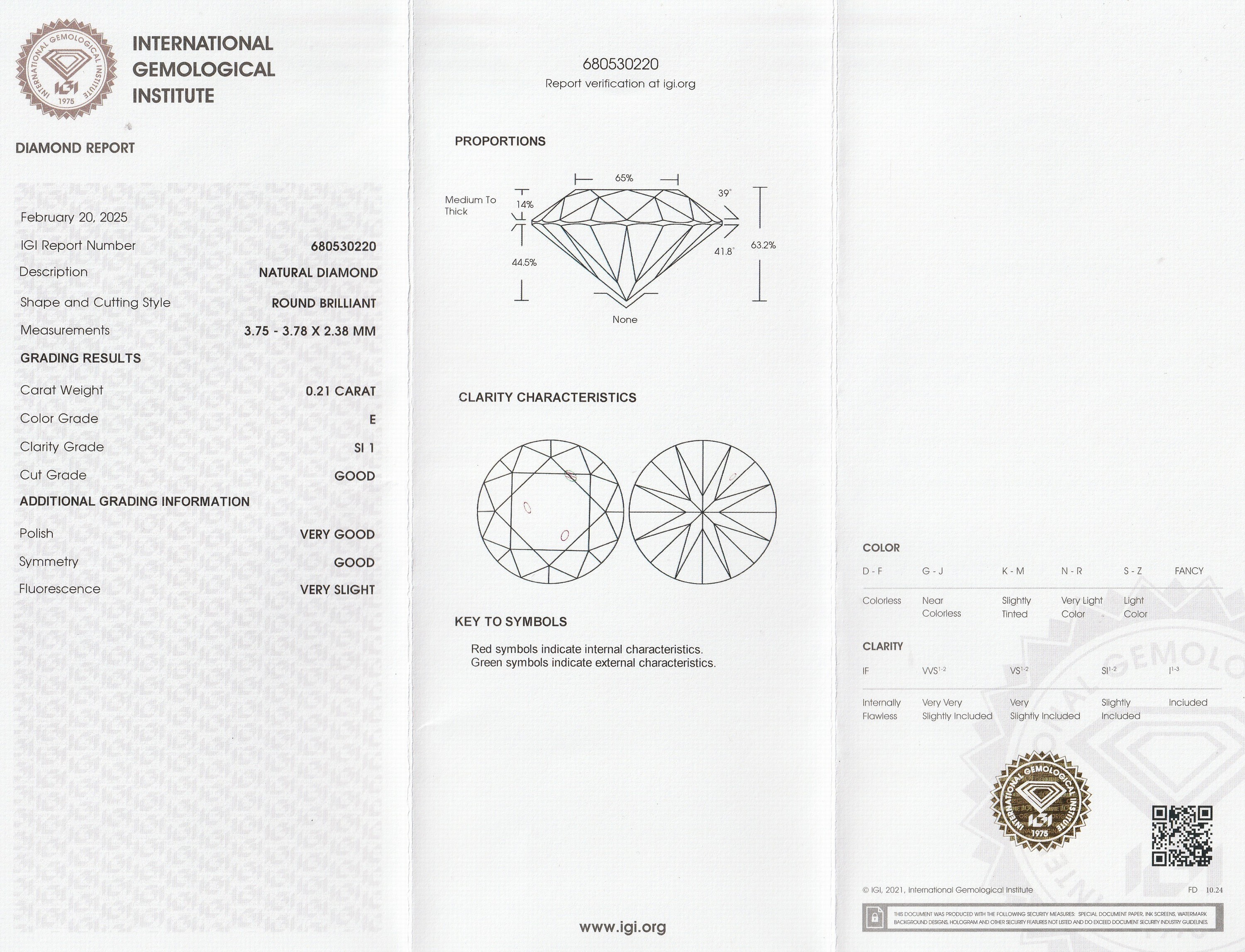 Detail a: Loser Brillant 0.21 ct hochfeines Weiß(E)/si1,mit IGI Expertise, verschweißt