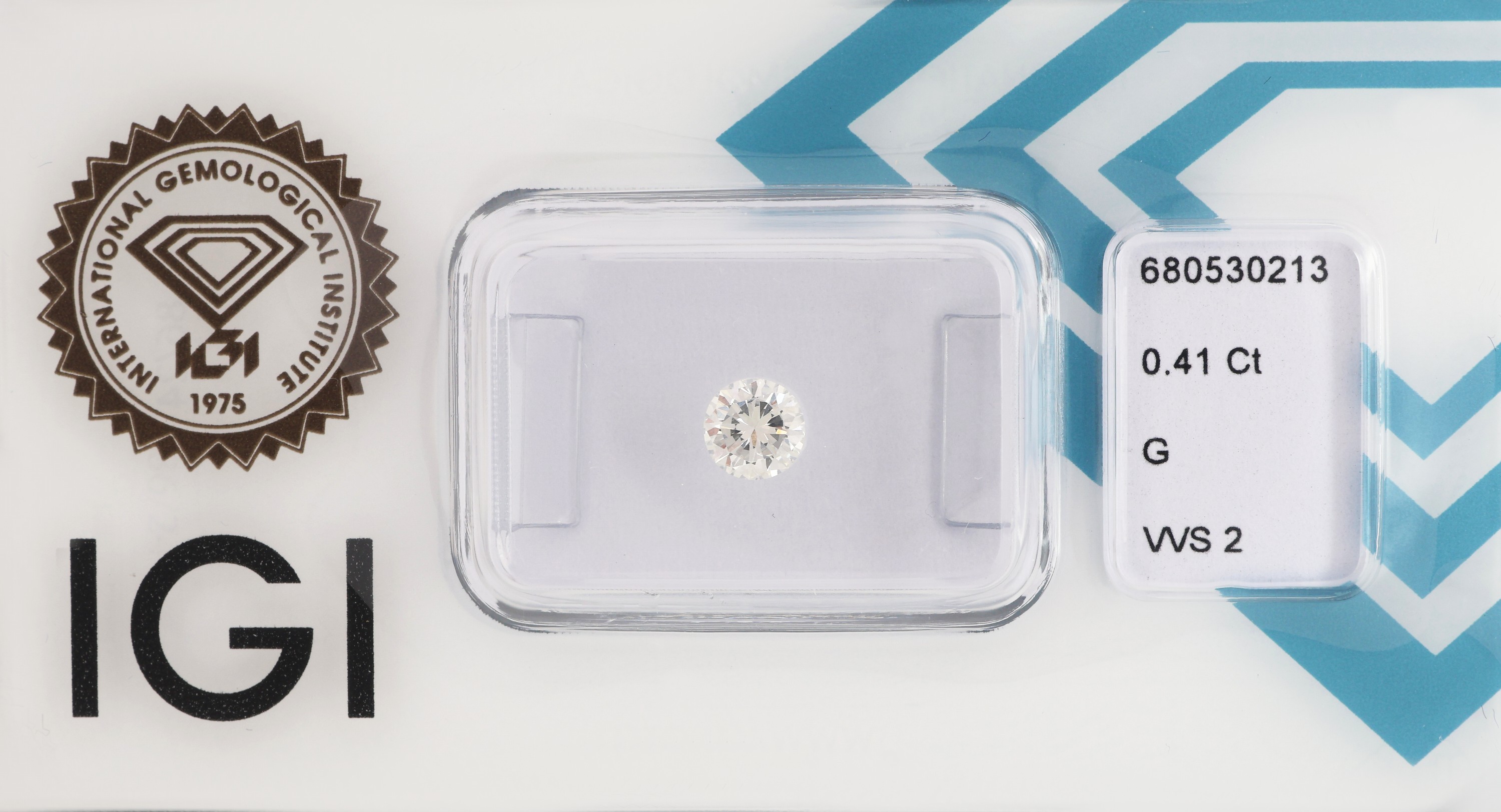 Loser Brillant 0.41 ct feines Weiß(G)/vvs2, mit IGI Expertise, verschweißt
