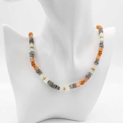 Image 26962989 - Collier mit Labradorit, Bergkristall und Karneol, Schließe und Zwischenteils ...