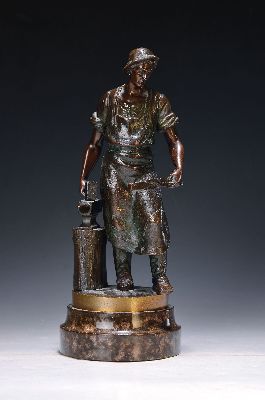 Image 26963048 - Nach Rudolf Küchler (1867-1946), Bronzeskulptur, Schmied, heroisierende ...