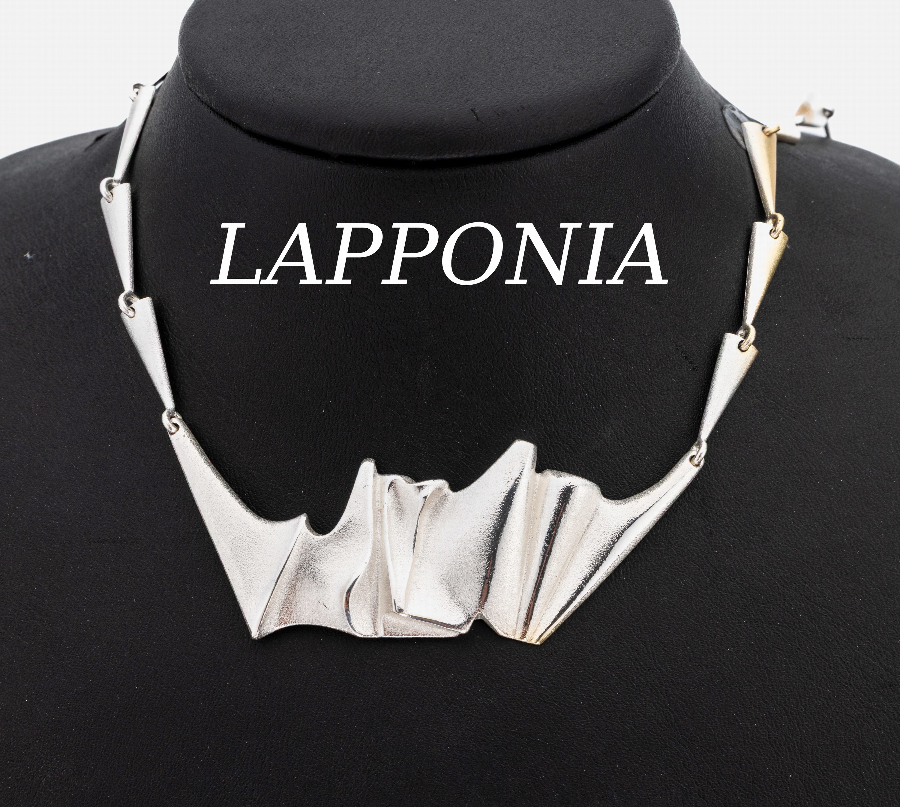 LAPPONIA Collier, 925er Silber, Finland, 1993, typ. abstraktes Design, L. ca. 45 cm, Kastenschloss, sign.