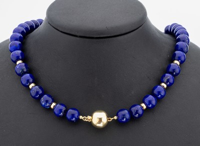 Image Lapislazuli-Collier mit 14 kt Gold Schließe, GG 585/000, Lapislazuli-Kugeln, D. ...