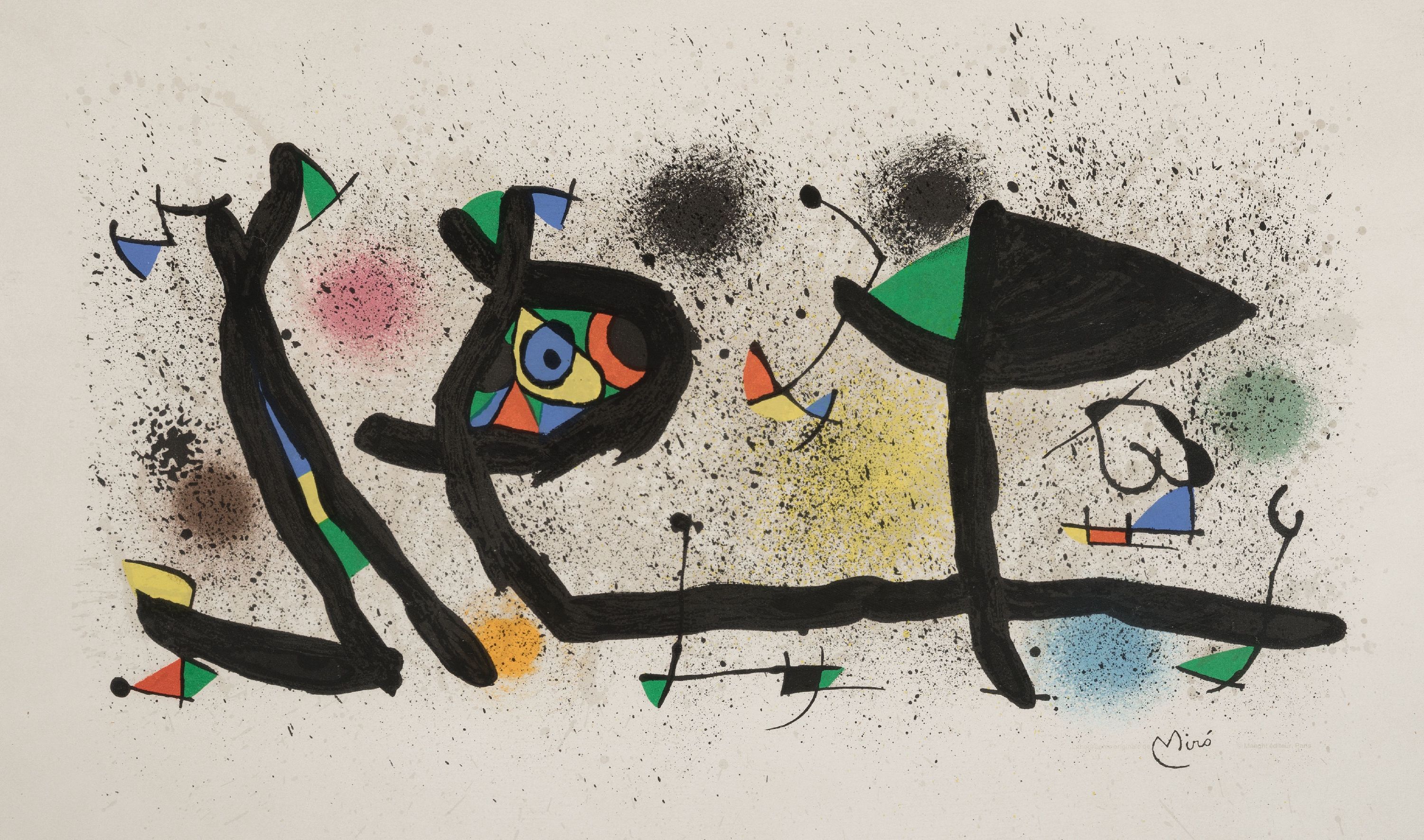 Detail d: Joan Miro (1893-1983), 2 Farblithographien, von 1974, erschienen zur Publikation "Ceramiques de Miro et Artigas", im Druck signiert, auf ...