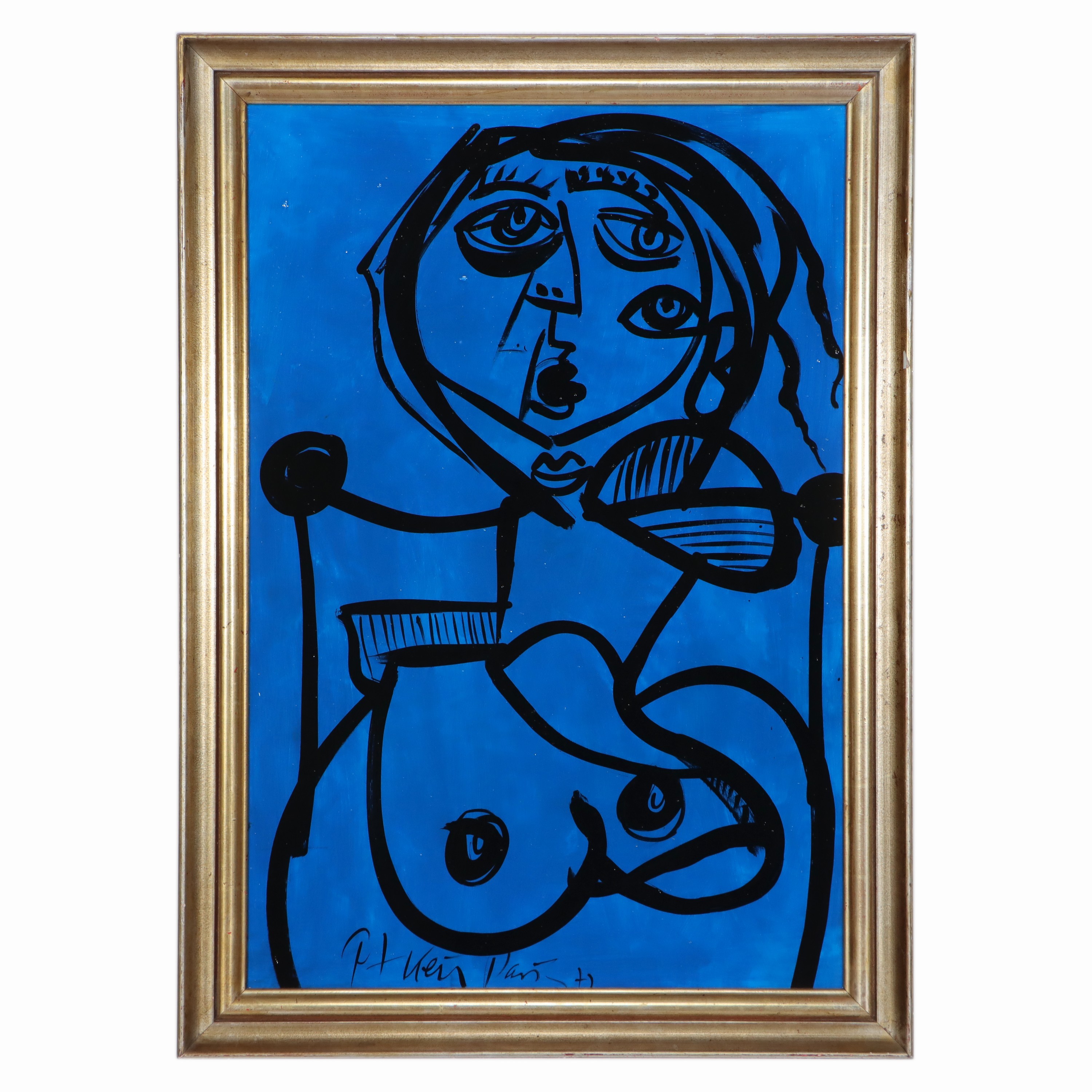 Image 26963536 - Peter Robert Keil, 1972, Paris, Rückseite mit Titel: ´Blaue Phase´, ca. 91x62 cm, ...
