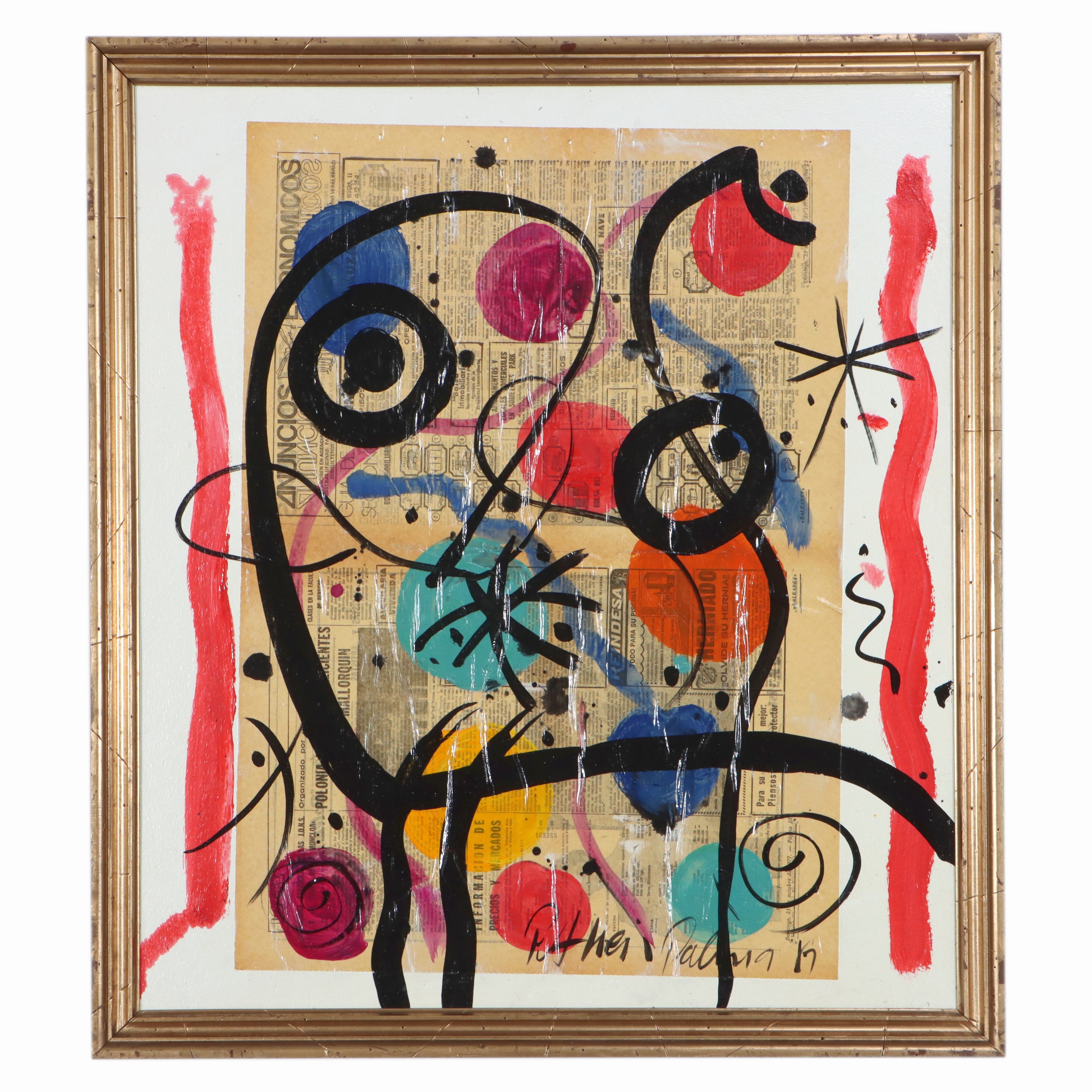 Image 26963566 - Peter Robert Keil, 1989, Palma de Mallorca, Rückseite mit Titel: ´Abstrakte ...