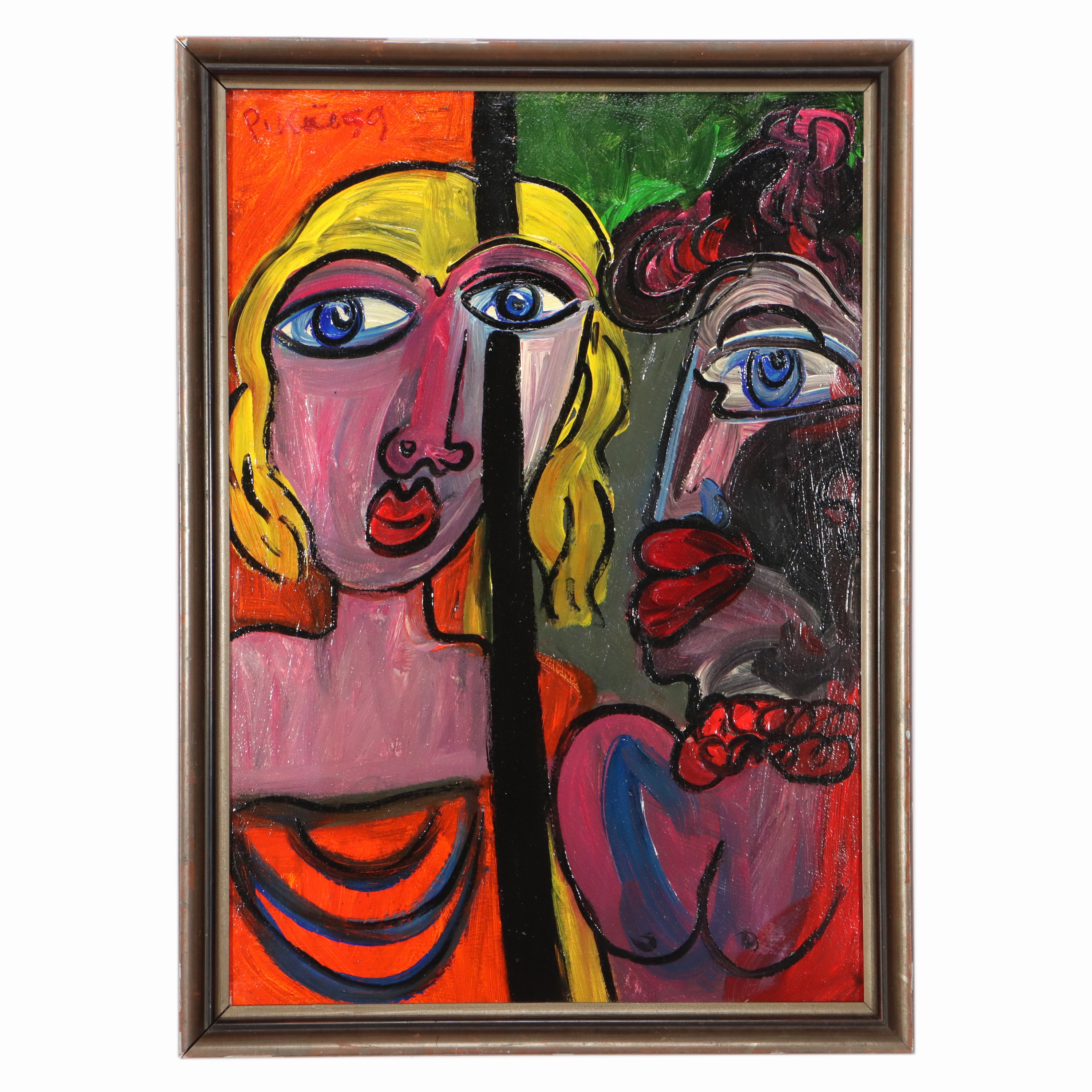 Image 26963567 - Peter Robert Keil, 1959, West-Berlin, Rückseite mit Titel: ´Voyour und Jungfrau´, ca. ...