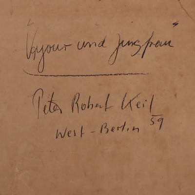 26963567a - Peter Robert Keil, 1959, West-Berlin, Rückseite mit Titel: ´Voyour und Jungfrau´, ca. ...