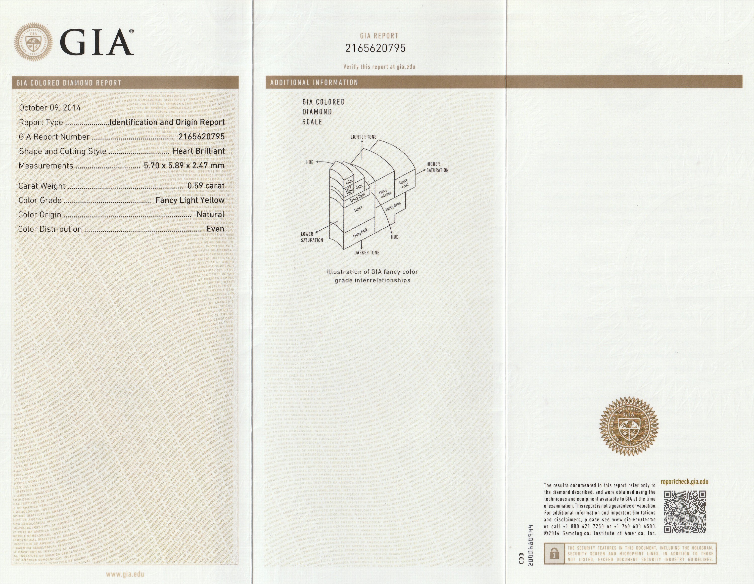 Detail a: Loser Diamant, facett. Herz, 0.59 ct, Natural Fancy Light Yellow, 5.70 x 5.89 x 2.47 mm, mit GIA Expertise, verschweißt