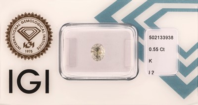Image Loose diamond 0.55 ct Top Cape(K)/p2, polish, symmetry and cut good, 6.40 x 5.17 x 2.49 ...