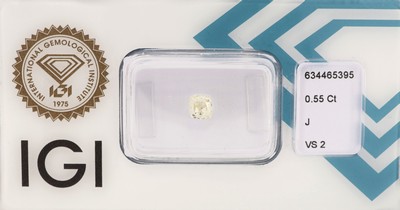 Image Loser Diamant im Kissenschliff 0.55 ct l.get. Weiß(J)/vs2, Politur und Symmetrie ...