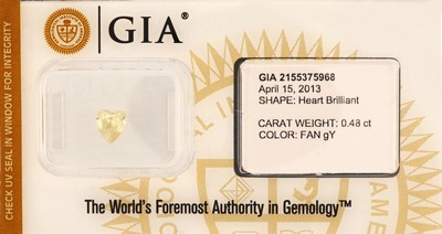 Image Loser Diamant, facett. Herz, 0.48 ct Natural Fancy Greenish Yellow, 5.83 x 5.35 x 2.63 ...