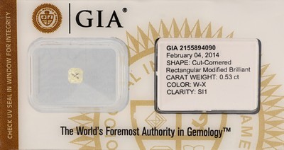 Image Loser Diamant im Cornered Rectangular Schliff,0.53 ct get.(W-X)/si1, 4.16 x 3.89 x 3.85 ...