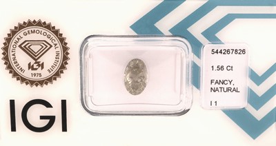 Image Loser ovaler Diamant 1.56 ct Natural Fancy Light Yellowish Grey, 9.60 x 6.16 x 4.03 mm, ...