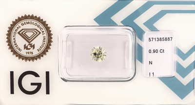 Image Loose brilliant 0.90 ct , Natural very LightGreenish Yellow/p1, 5.88 x 5.94 x 3.94 mm, ...