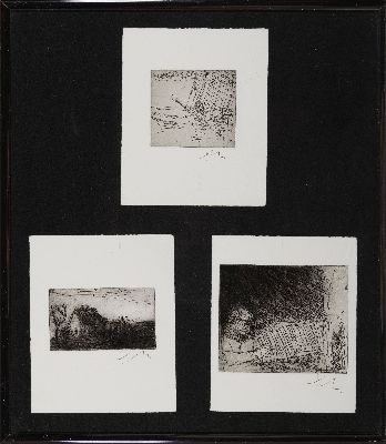 26963675k - Klaus Fußmann, geb. 1938, drei kleine Radierungen, alle handsigniert, ca. 7x9.8cm, ...