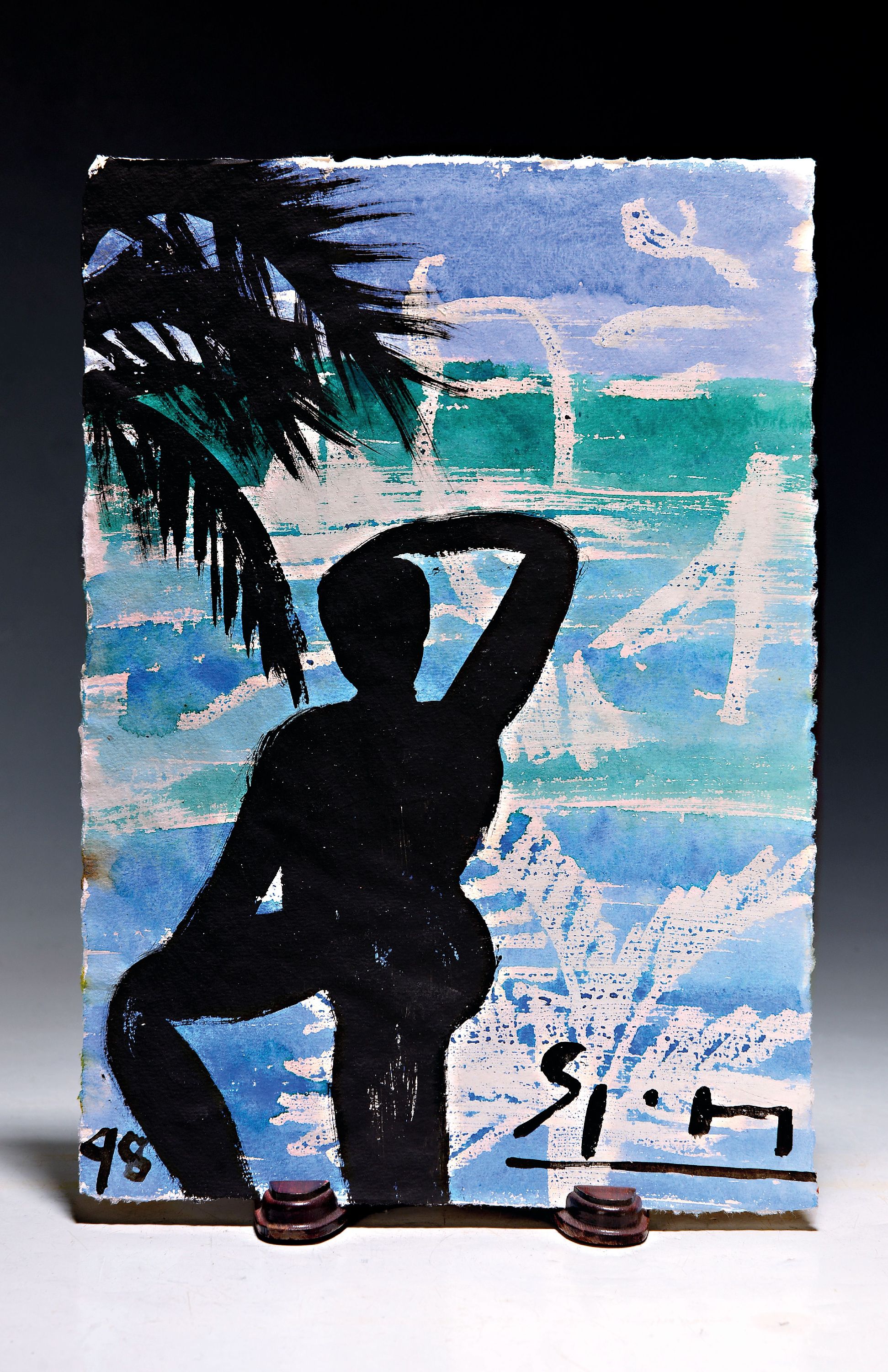 Stefan Szczesny, geb. 1951, orig. Aquarell beigegeben der Vorzugsausgabe des Katalogs zu Ausst. Cote d'Azur 1998 Kunsthalle Emden, Katalog num. ...