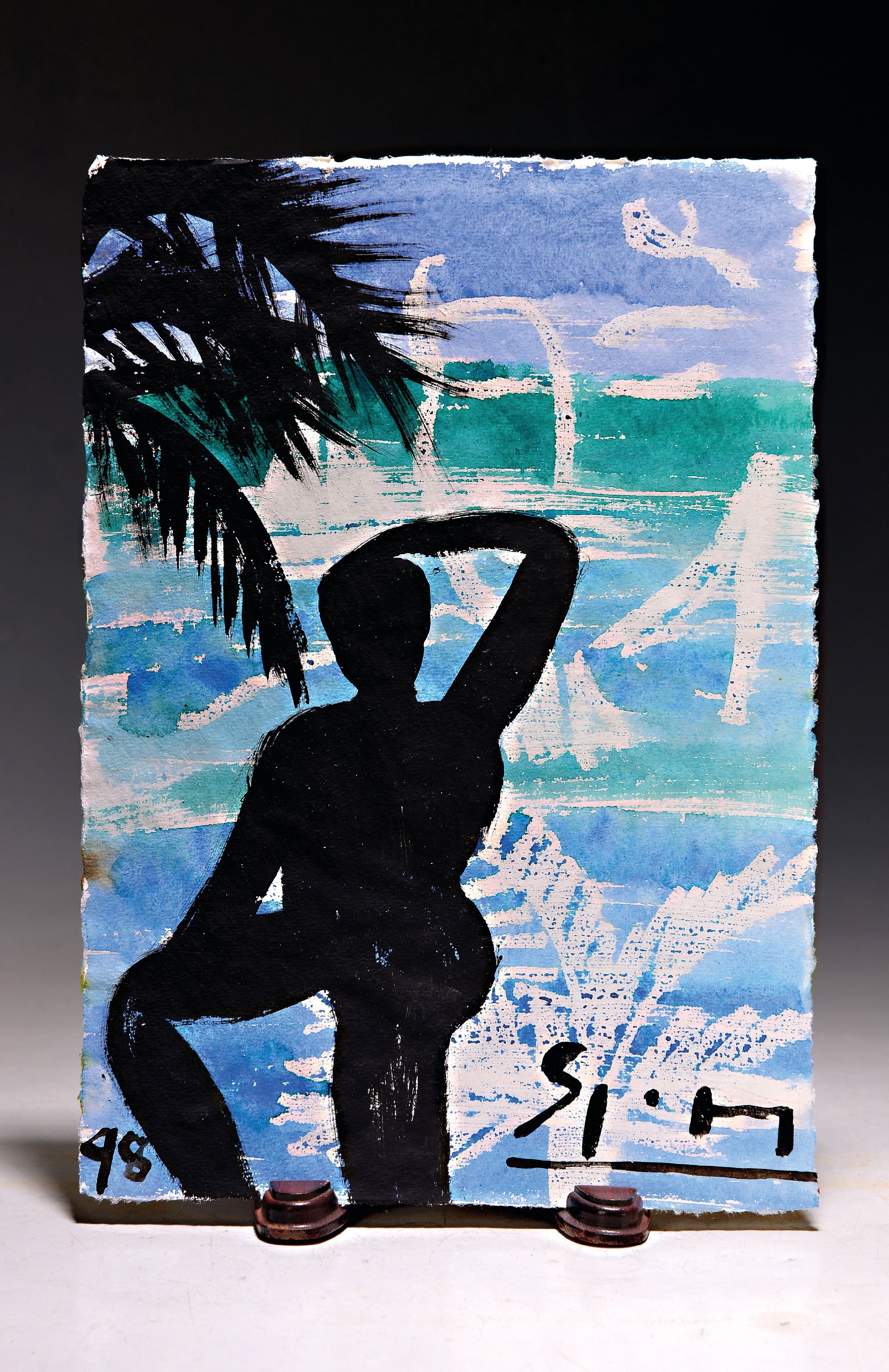Detail k: Stefan Szczesny, geb. 1951, orig. Aquarell beigegeben der Vorzugsausgabe des Katalogs zu Ausst. Cote d'Azur 1998 Kunsthalle Emden, Katalog num. ...