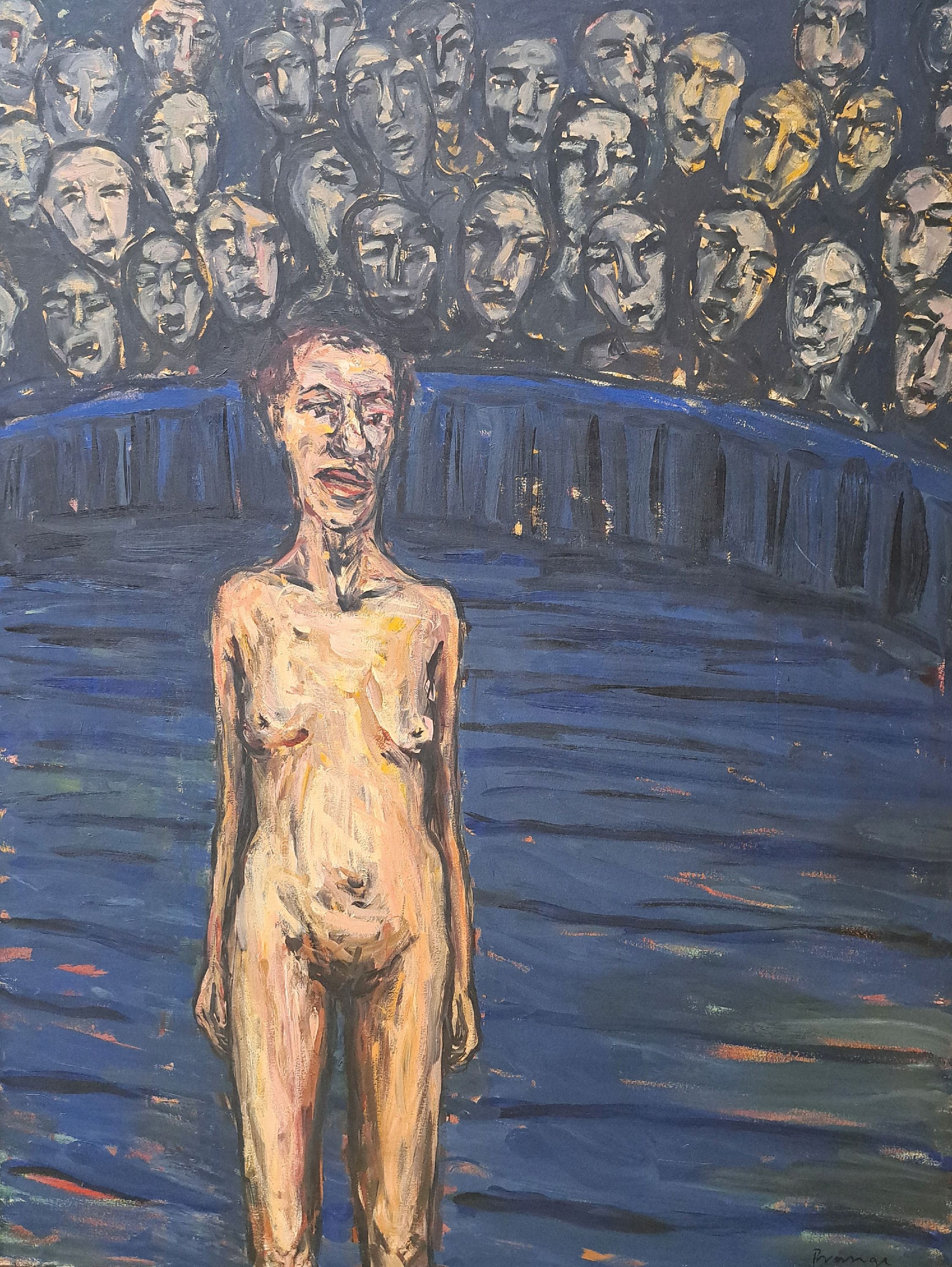 Detail k: Sibylle Prange, geb. 1969 Eberswalde, Abstimmung, Öl/Lwd, rechts unten sign., rückseitig betitelt und dat. 97, ca. 130x100 cm, Studium in Berlin ...