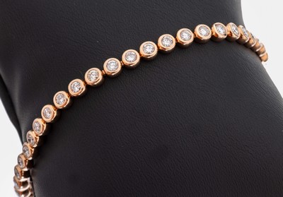 Image 26963874 - 14 kt Gold Brillant-Armband, RoseG 585/000,41 Brillanten zus. ca. 3.41 ct feines ...