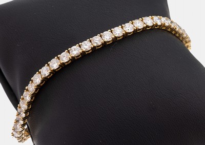 Image 14 kt Gold Brillant-Armband, GG 585/000, 48 Brillanten zus. ca. 9.60 ct feines ...