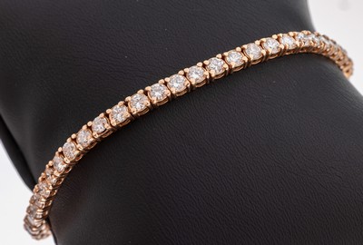Image 14 kt Gold Brillant-Armband, RoseG 585/000,48 Brillanten zus. ca. 6.50 ct feines ...