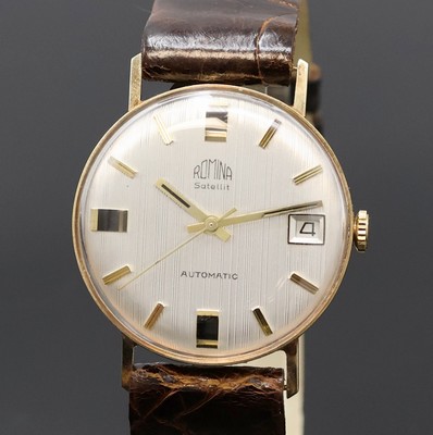 26963884a - ROMINA Satellit Armbanduhr in GG 585/000, Schweiz um 1975, Automatik, Monocoque-Geh., ...