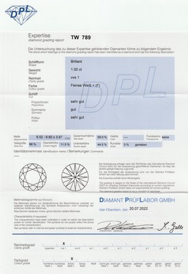26963895b - Paar 18 kt Gold Brillant-Ohrstecker, WG 750/000, 2 Brillanten zus. ca. 2.01 ct, 1 x ...