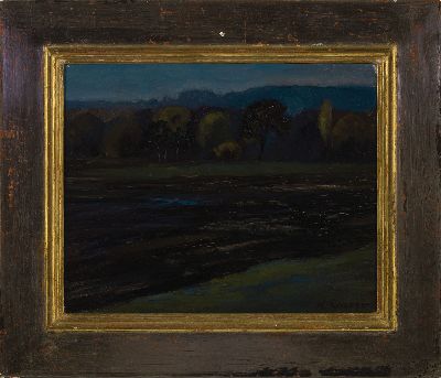 26963898k - Phillip Reisacher, geb. 1949, abendliche Auenlandschaft, rechts unten signiert, 24x30 ...