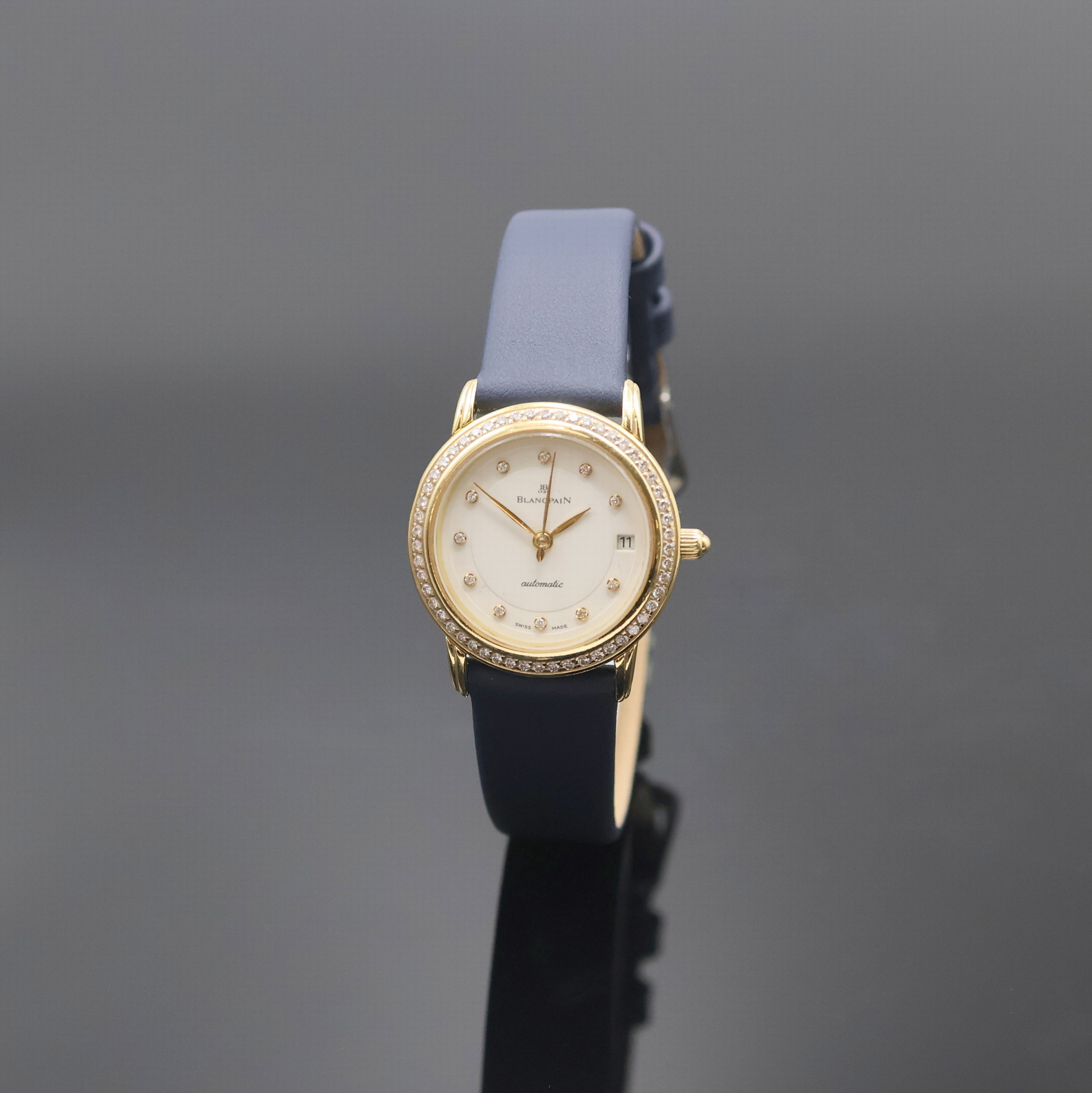 BLANCPAIN Damenarmbanduhr Serie Villeret in GG 750/000, Automatik, Schweiz um 1995, Monocoque-Geh., aufw. m. Brillanten bes. Lünette aufgedr., ...