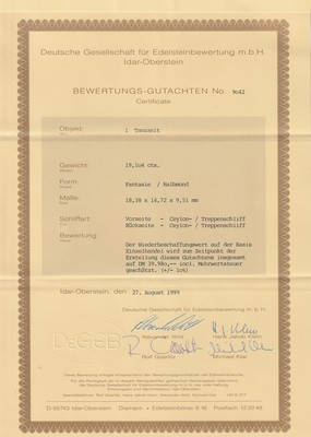26963900a - 18 kt Gold Tansanit-Brillant-Anhänger, WG 750/000, facett. Tansanit von feiner ...