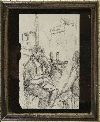 Image 26963902 - Ludwig Angerer, 1891-1948, , Bleistiftskizze, an der Bar sitzender Mann, monogrammiert ...