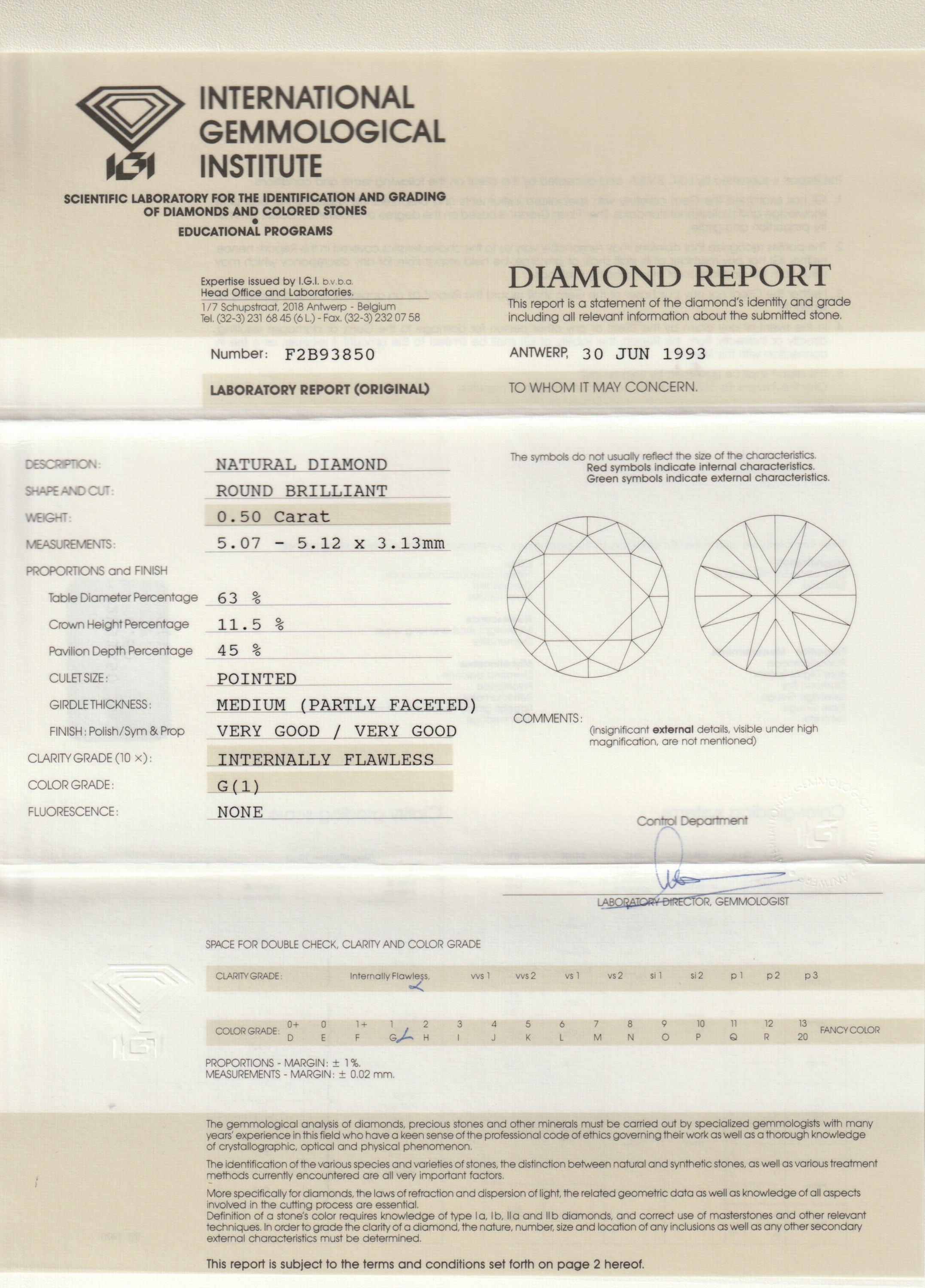 Detail a: Paar 18 kt Gold Brillant-Ohrstecker, WG 750/000, 2 Brillanten zus. ca. 1.00 ct, 1 x 0.50 ct Hochfeines Weiß(E)/lr, 1 x 0.50 ct feines Weiß(G)/lr, ...
