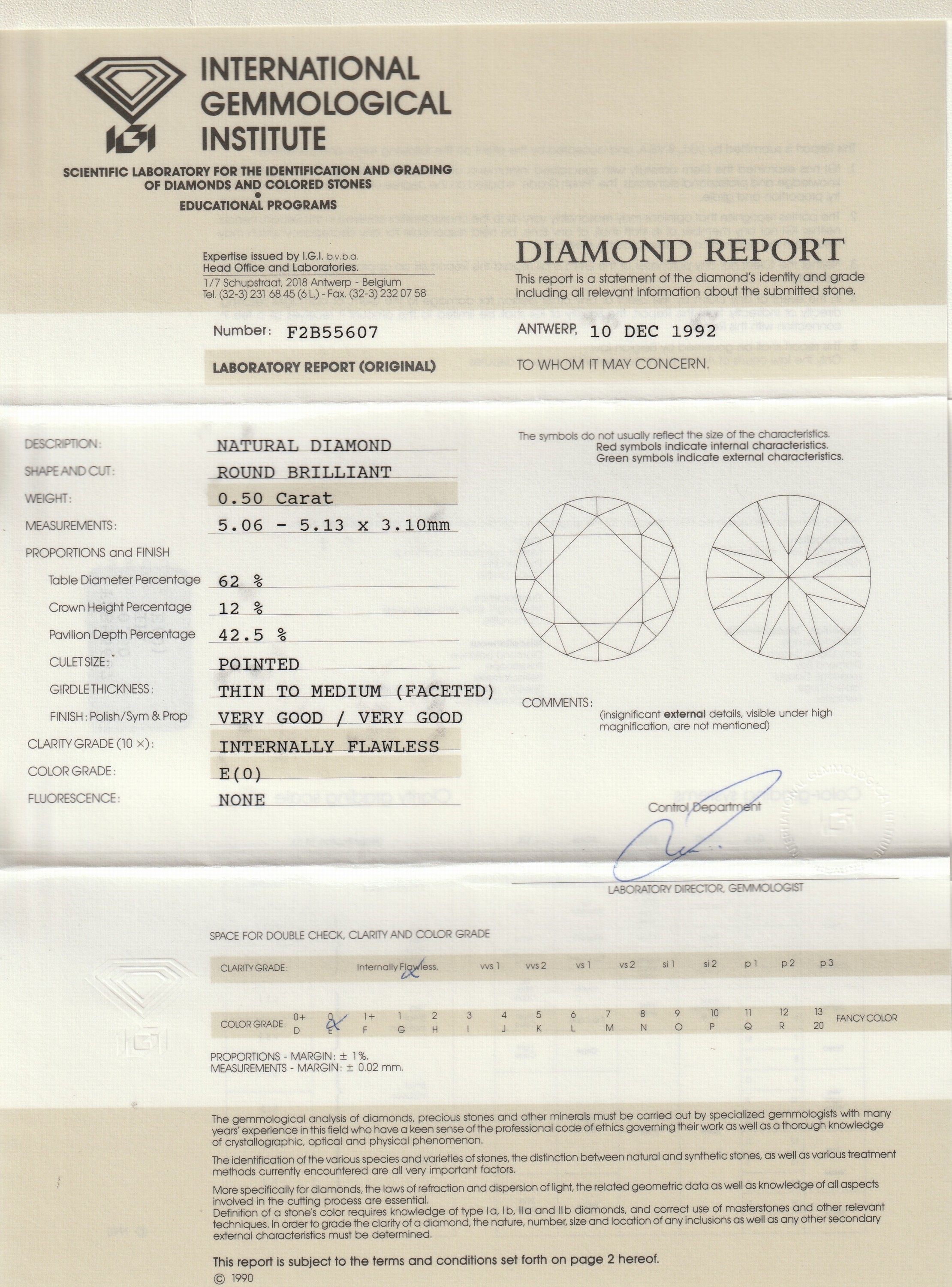 Detail b: Paar 18 kt Gold Brillant-Ohrstecker, WG 750/000, 2 Brillanten zus. ca. 1.00 ct, 1 x 0.50 ct Hochfeines Weiß(E)/lr, 1 x 0.50 ct feines Weiß(G)/lr, ...