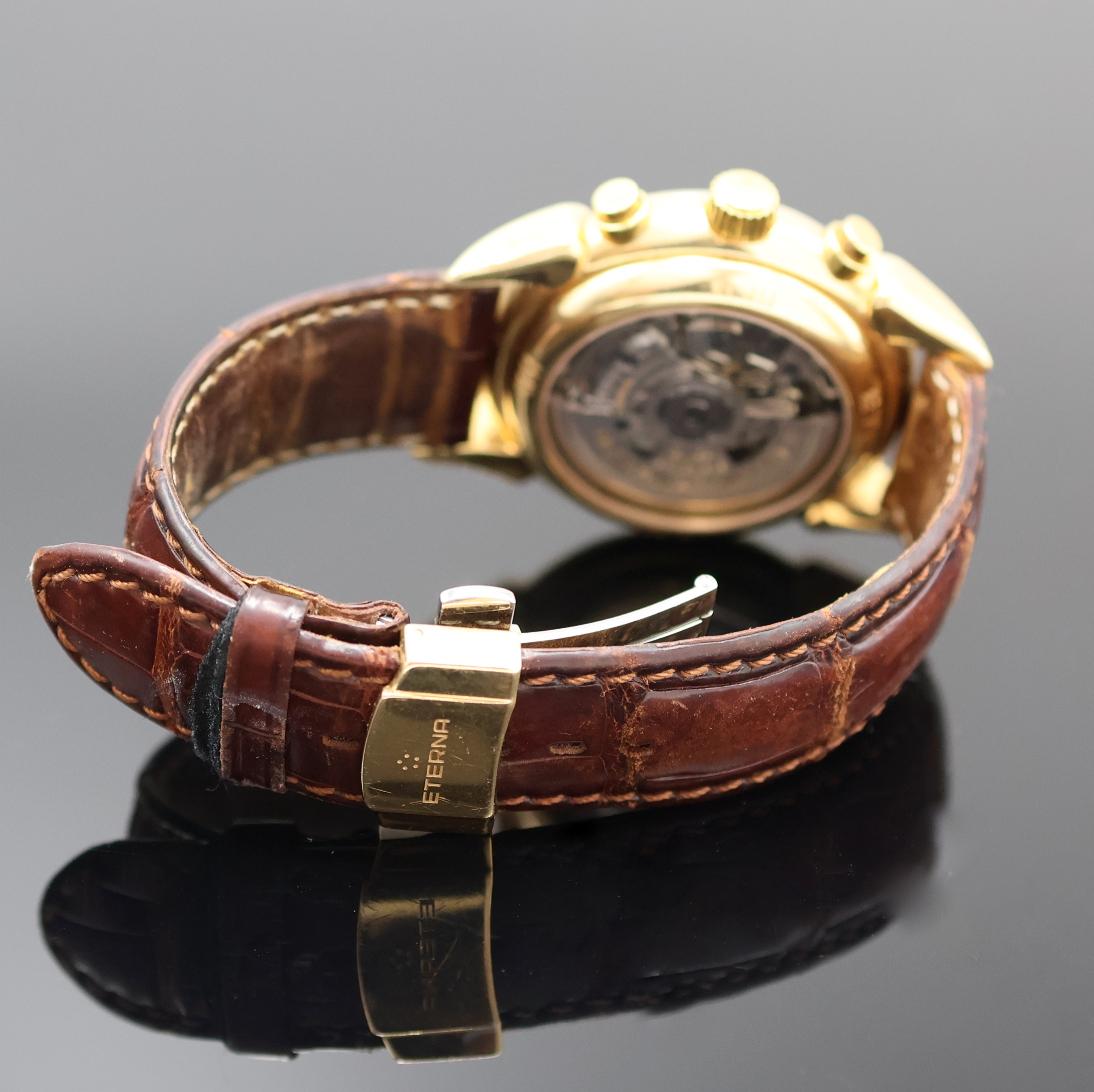 Detail b: ETERNA seltener Armbandchronograph in Chronometerqualität mit Vollkalenderanzeige in Roségold 750/000 Referenz 8515.69, Automatik, Schweiz um 2010, ...