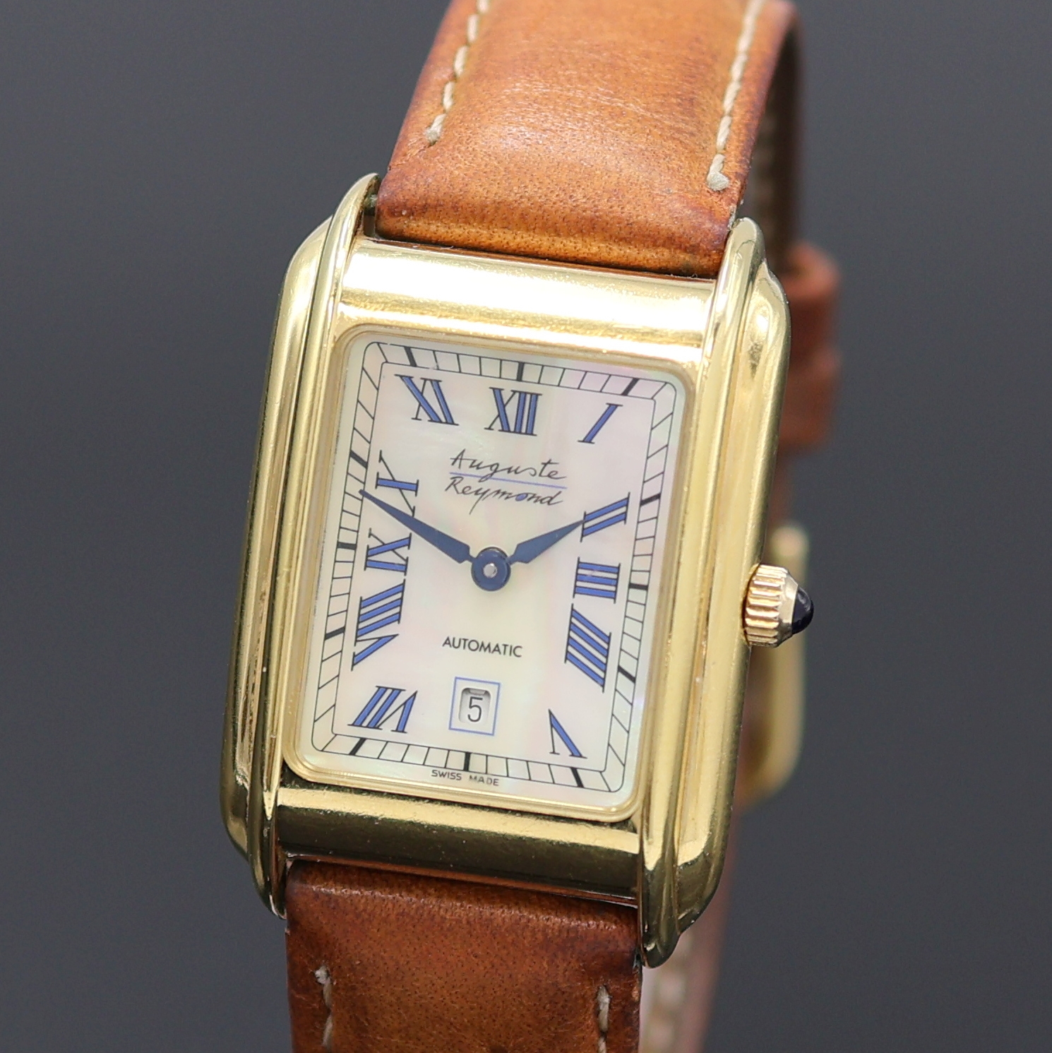 Detail a: AUGUSTE REYMOND Armbanduhr, Automatik, Schweiz um 2000, verg. Geh. beids. vergl., Edelstahlboden aufgedr., Perlmuttzifferbl. m. röm. Std., Anz. v. ...