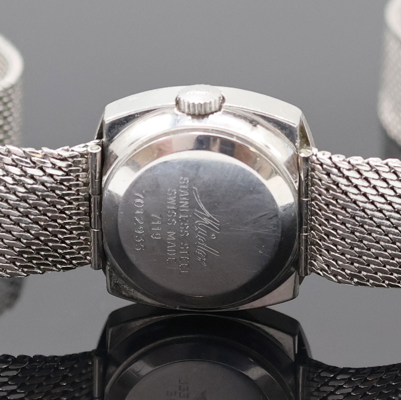 Detail d: MIDO Damenarmbanduhr Ocean Star Ladyday Referenz 7119, Automatik, Schweiz 1970er Jahre, Monocogue-Geh. inkl. Milanaiseband (l. def.), silb. Zifferbl. ...
