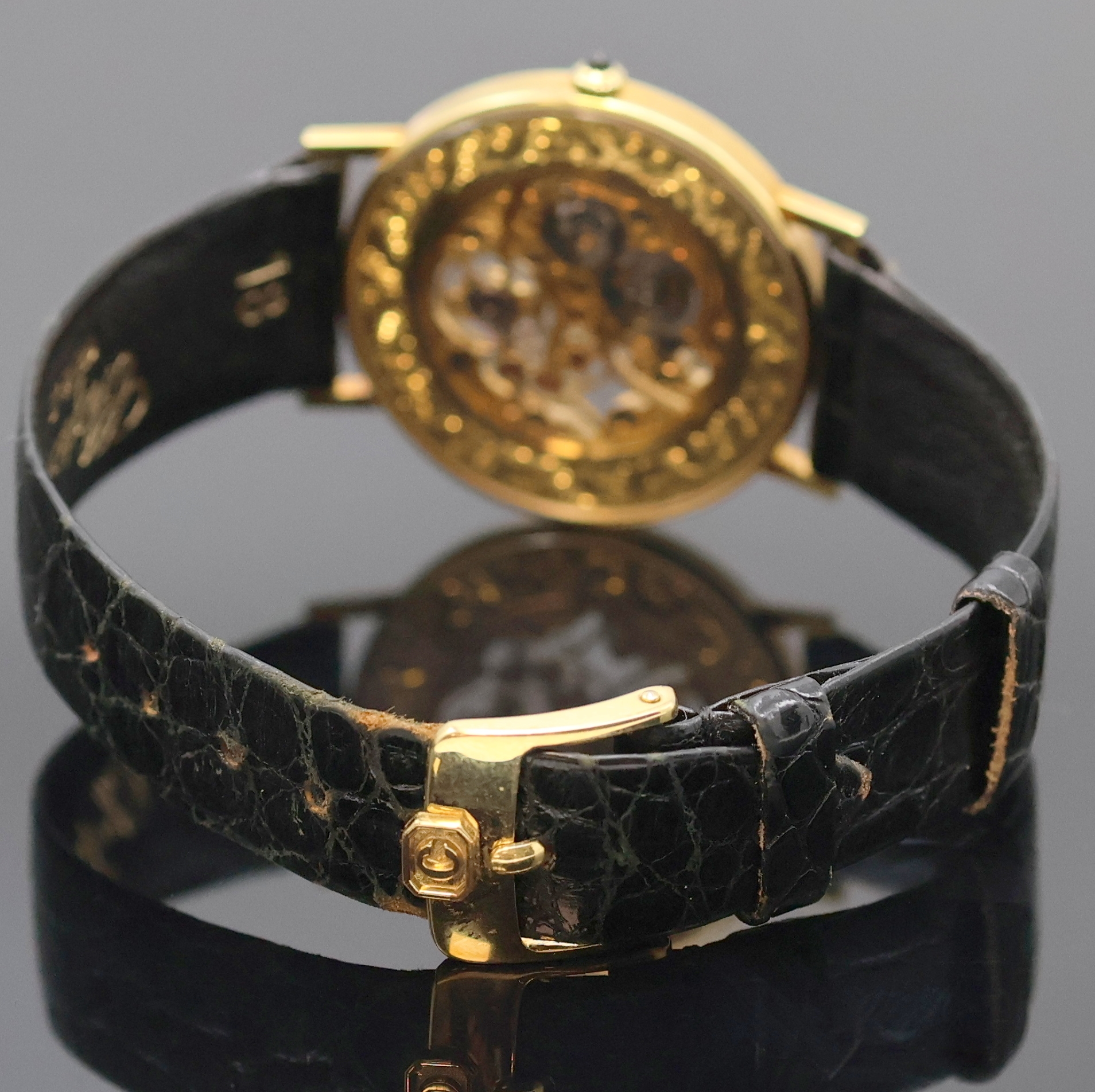 Detail b: CHOPARD seltene, feine und aufwändig skelettierte Armbanduhr in GG 750/000, Handaufzug, Schweiz 1990er Jahre, beids. vergl. 2-teil. Geh. inkl. orig. ...