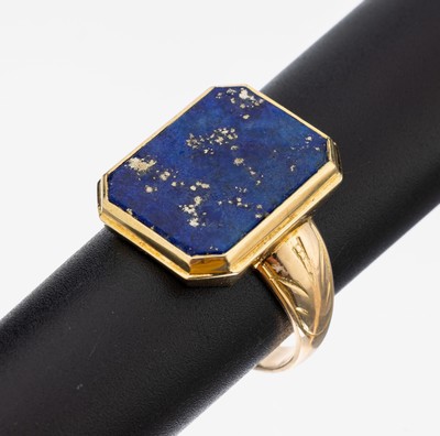 Image 26964006 - 14 kt Gold Lapislazuli-Herrenring, GG 585/000, oktogonale freie Lapislazuli-Platte mit ...
