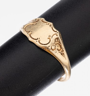Image 26964007 - 14 kt Gold Siegelring, um 1880-1900, GG 585/000 gepr., Ringkopf wappenförmig, ...