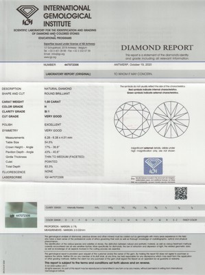 26964019b - Paar 14 kt Gold Brillant-Ohrstecker, GG 585/000, 2 Brillanten zus. ca. 2.00 ct, 1 x ...